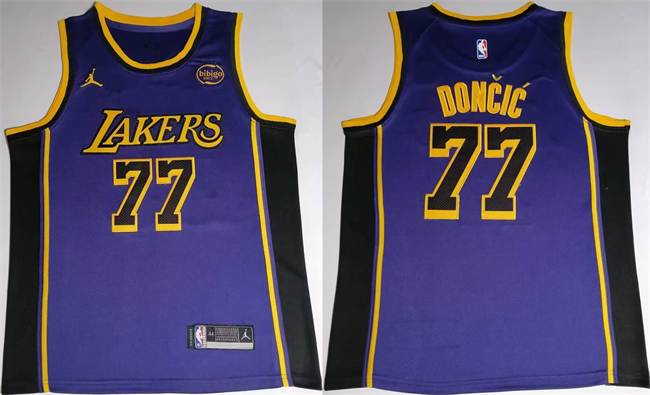 Men's Los Angeles Lakers #77 Luka Dončić Puple 2025 Stitched Basketball Jersey